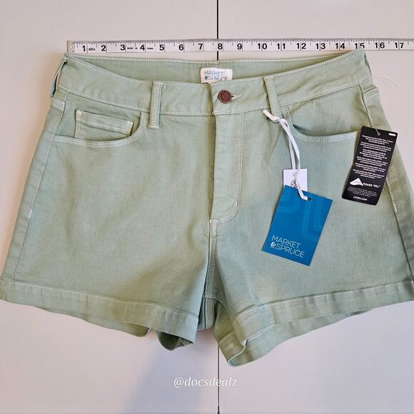 Market & Spruce Madison Mid Rise Chino Short Green Size 10 Women’s - Picture 7 of 10